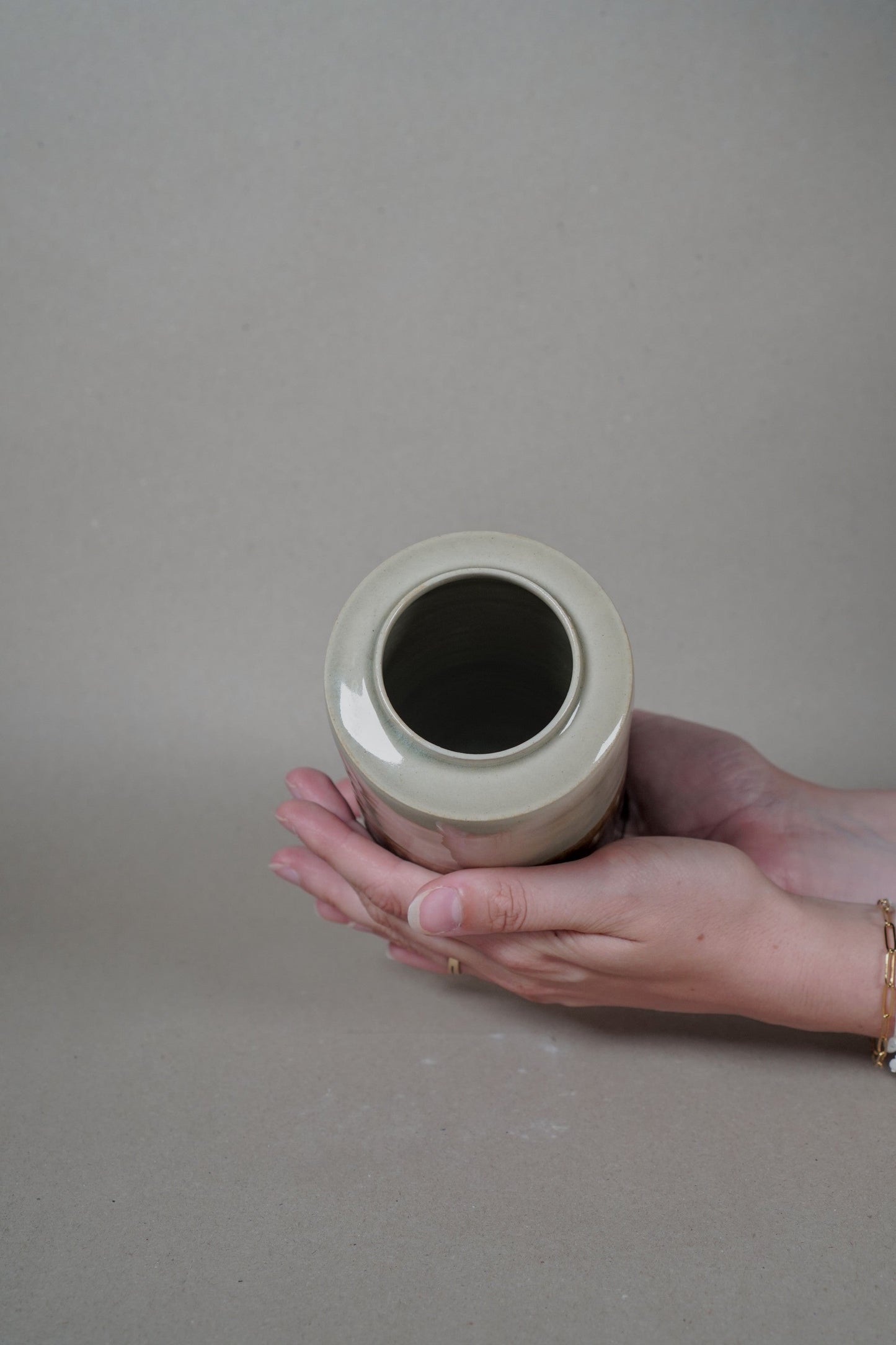 Tenmoku/Celadon Vase #VTCM